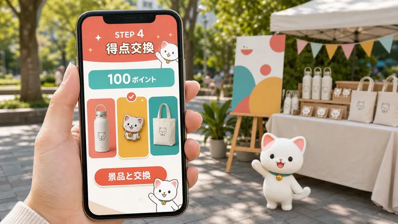 集めたポイントを景品と交換する画面例