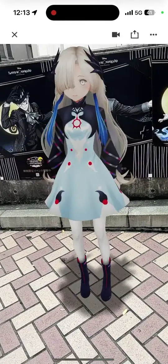 街中の指定地点にV.W.Pメンバーが等身大で現れるAR画面